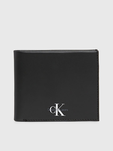 black leather rfid billfold wallet for men calvin klein jeans