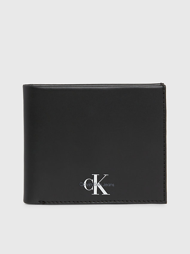 cartera de piel con compartimento para billetes y monedero y rfid black de hombres calvin klein jeans