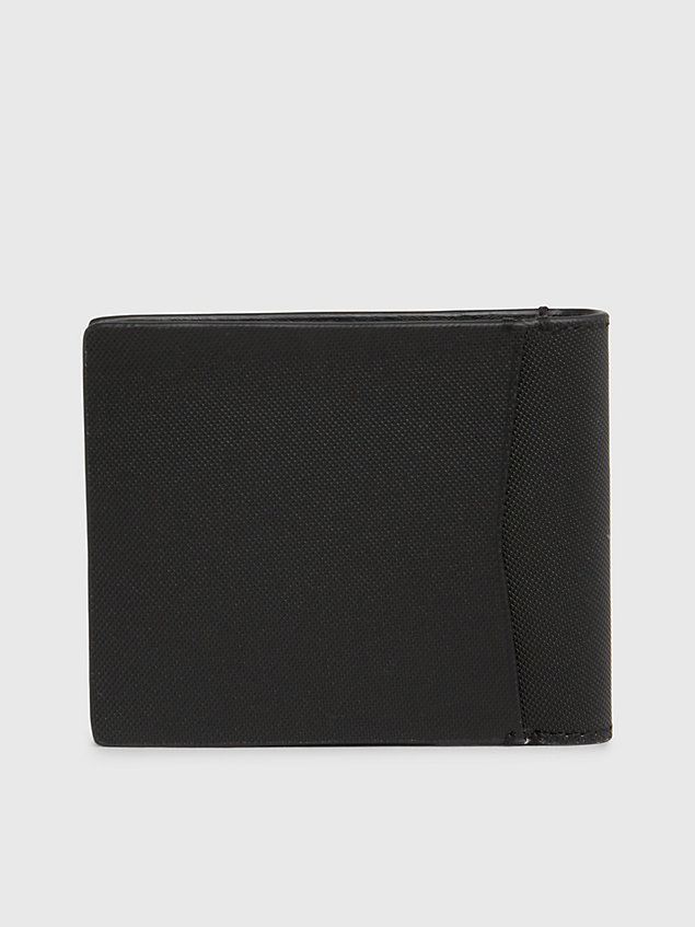 black skórzany składany portfel jednoczęściowy dla mężczyźni - calvin klein jeans