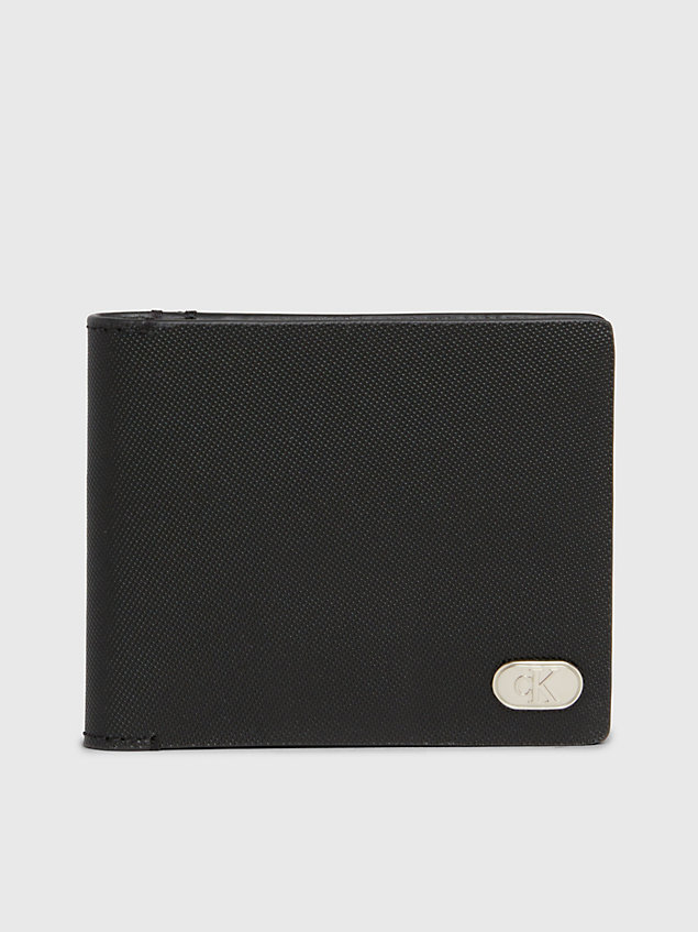 black skórzany składany portfel jednoczęściowy dla mężczyźni - calvin klein jeans
