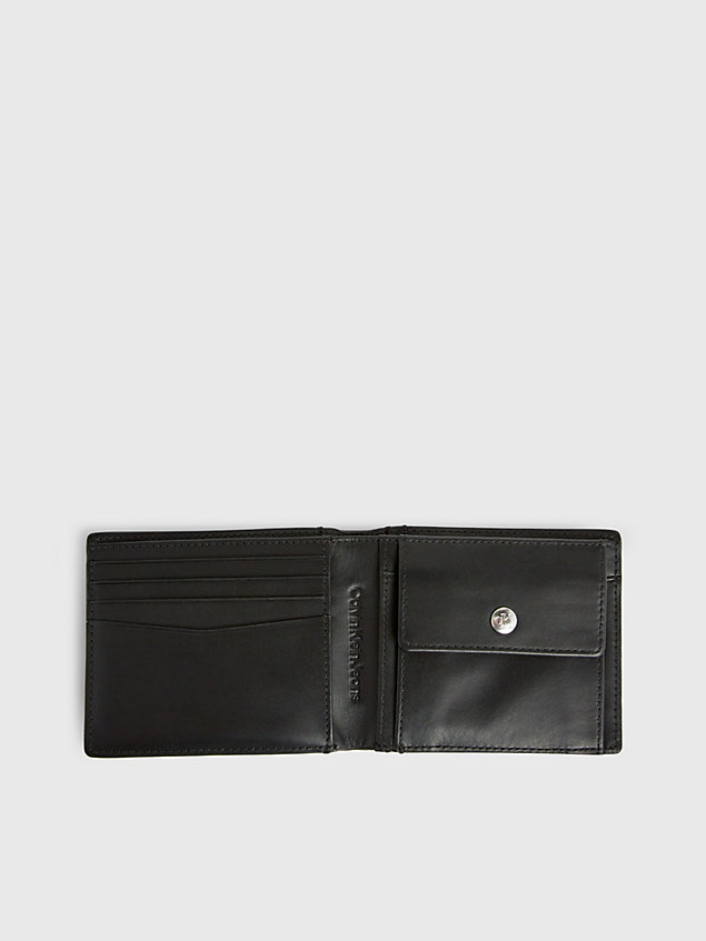 black skórzany składany portfel dwuczęściowy dla mężczyźni - calvin klein jeans