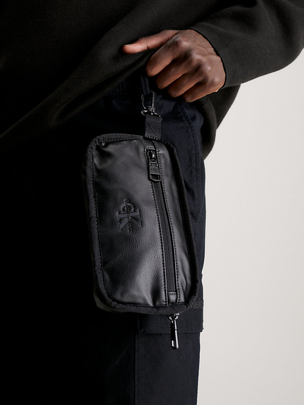 black/silver metallic bum bag for men calvin klein jeans