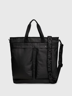 Calvin Klein Jeans MINIMAL MONOGRAM SLIM TOTE - Tote bag - black 