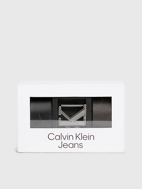 black leather belt gift pack for men calvin klein jeans