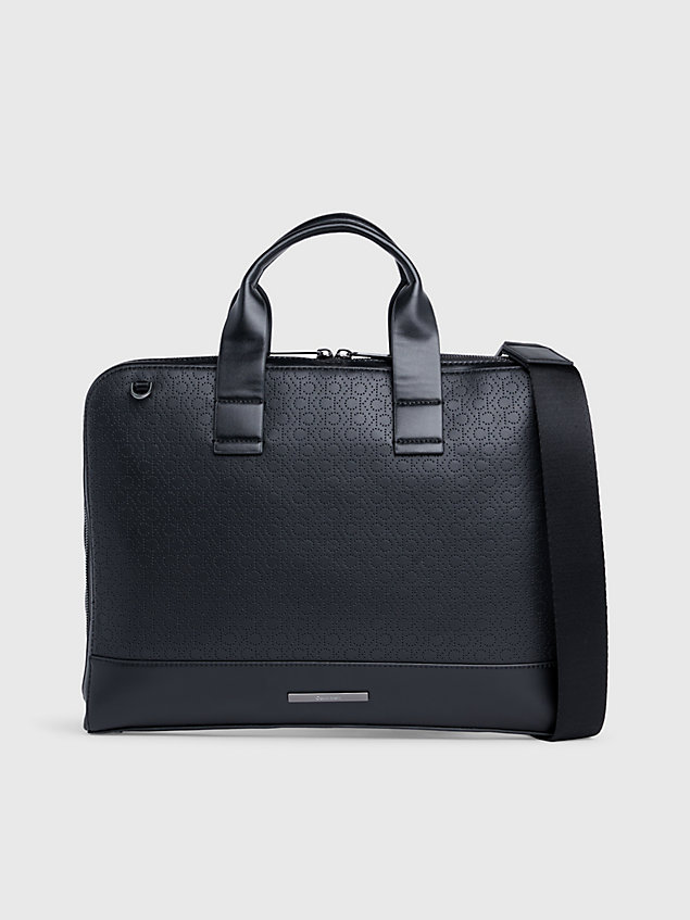 black torba na laptop z wąskim logo dla mężczyźni - calvin klein