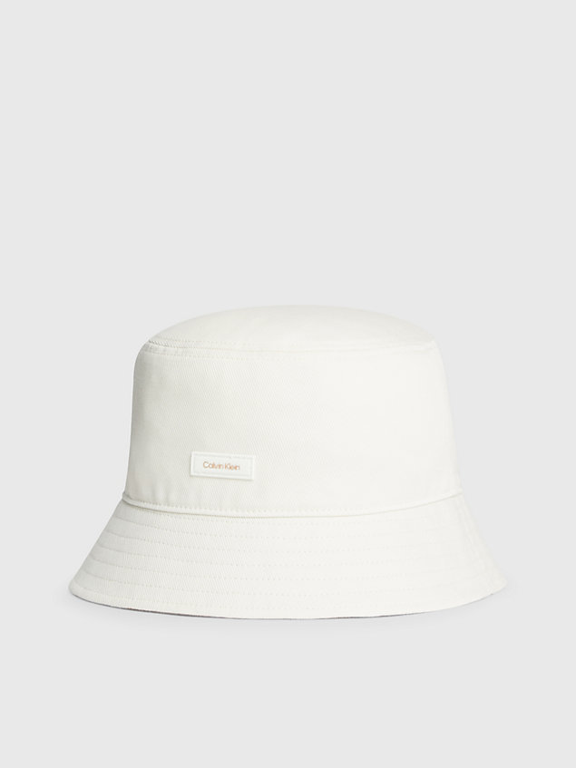 white canvas bucket hat for men calvin klein