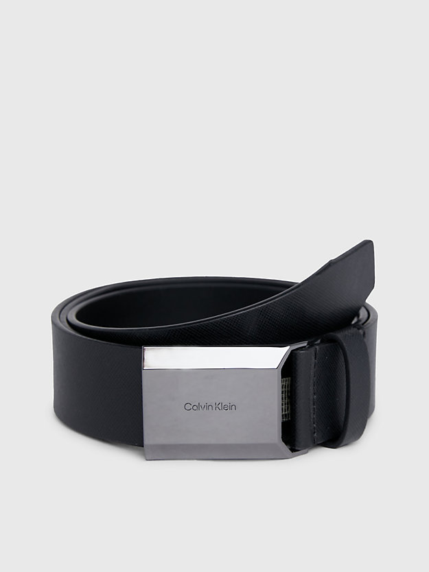 ck black saffiano leather belt for men calvin klein