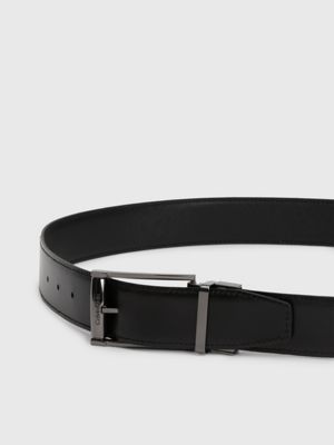 ck black saffiano/smooth reversible leather belt for men calvin klein