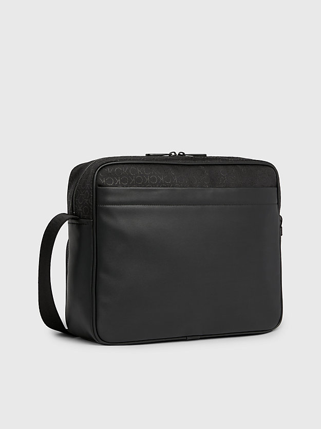 jacquard mono black logo jacquard messenger bag for men calvin klein