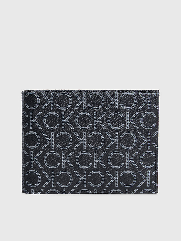 black rfid portemonnee met logo, in tweeën gevouwen voor heren - calvin klein