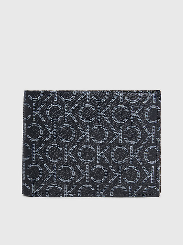 black rfid portemonnee met logo, in tweeën gevouwen voor heren - calvin klein