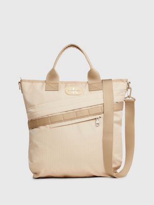 beige ripstop tote bag for men calvin klein jeans