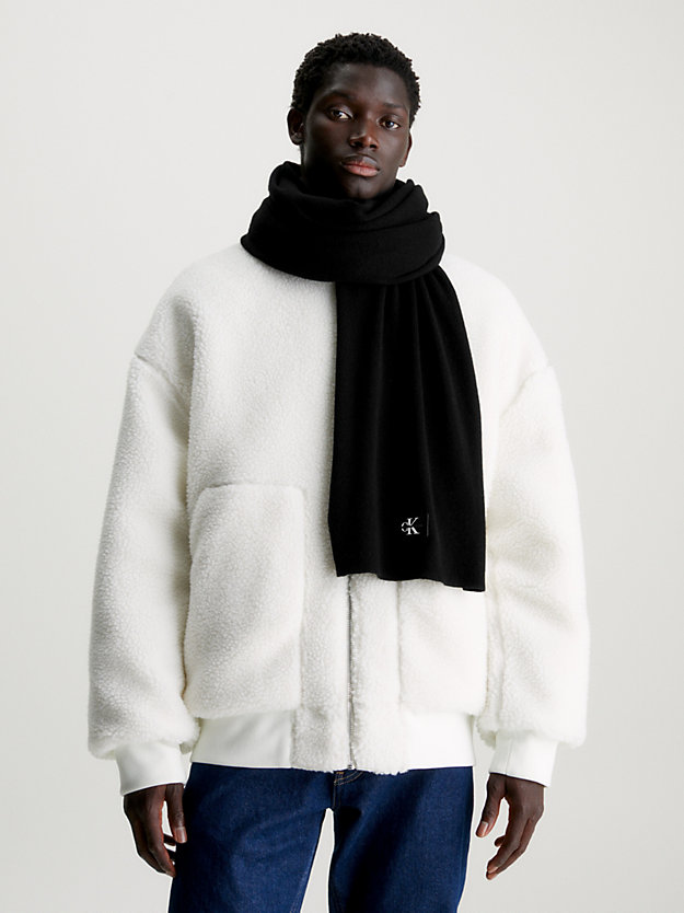 black wool blend scarf for men calvin klein jeans