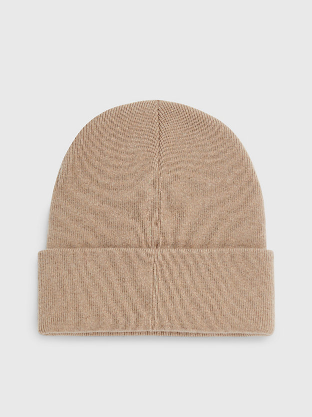 plaza taupe wool blend beanie for men calvin klein jeans