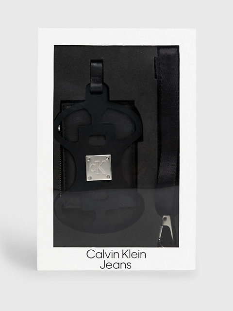 black geschenkbox mit handy-lanyard und portemonnaie für herren - calvin klein jeans