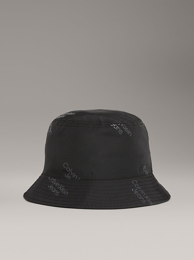 black kapelusz typu bucket hat z logo dla mężczyźni - calvin klein jeans