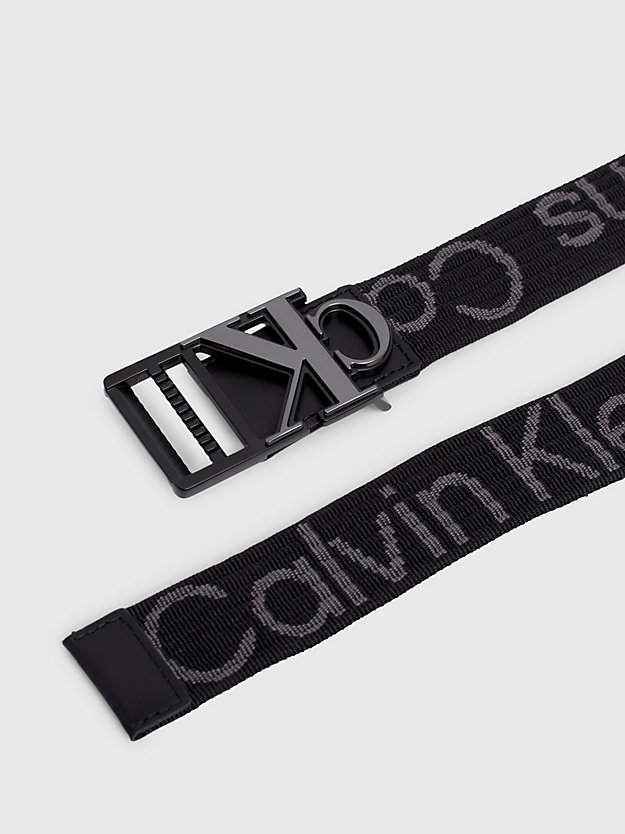 black/pinstripe grey logo webbing belt for men calvin klein jeans