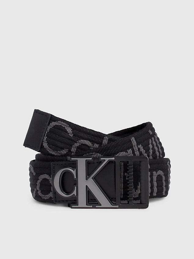 black parciany pasek z logo dla mężczyźni - calvin klein jeans