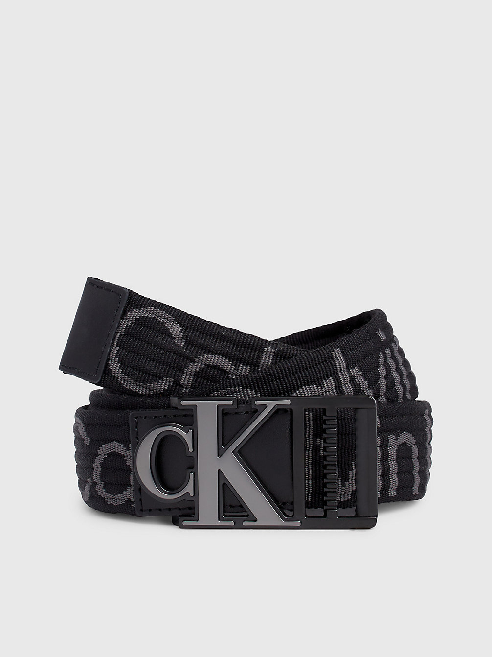 BLACK/PINSTRIPE GREY Cintura Con Fettuccia Logo undefined Uomini Calvin Klein