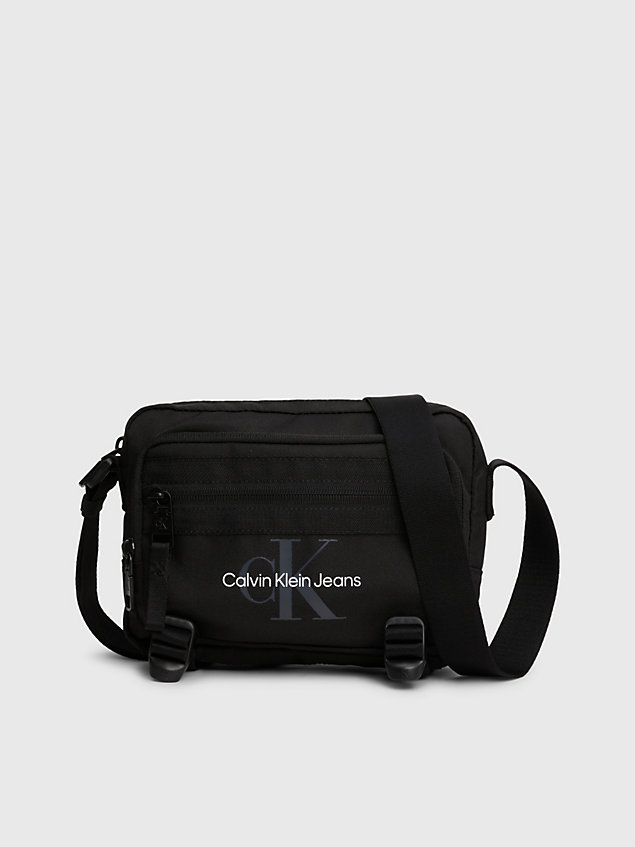 black torba przez ramię z logo dla mężczyźni - calvin klein jeans