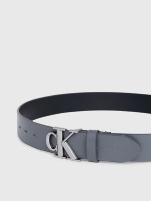 dark ash grey leather belt for men calvin klein jeans