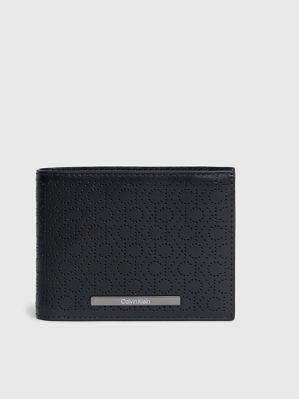 CK MONO PERF BLACK Leather Rfid Trifold Logo Wallet undefined Men Calvin Klein