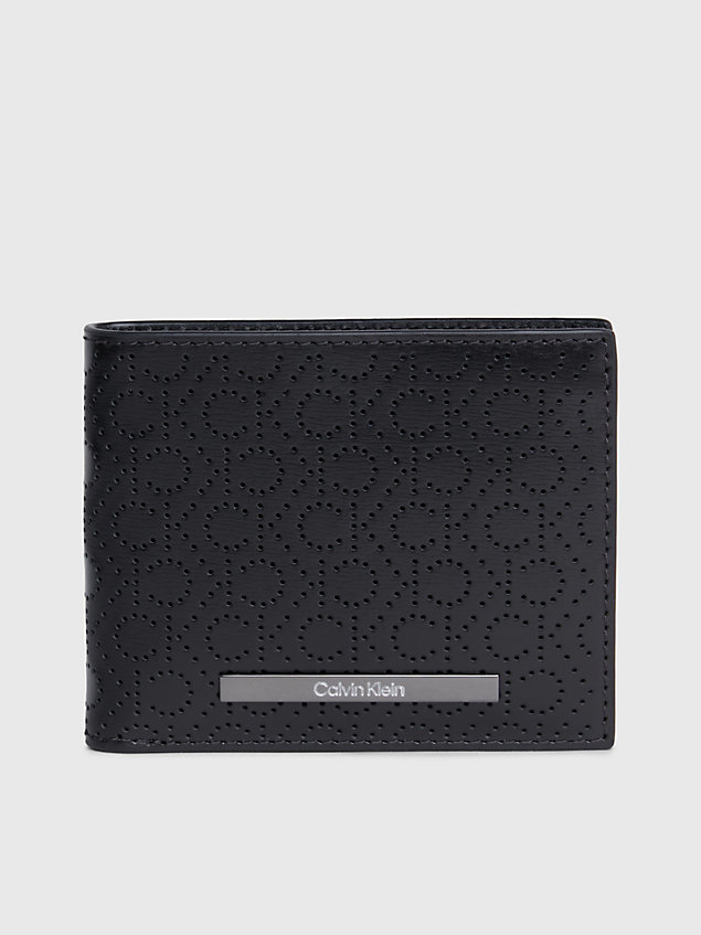 black leather rfid slimfold logo wallet for men calvin klein