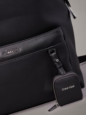 ck black twill round backpack for men calvin klein