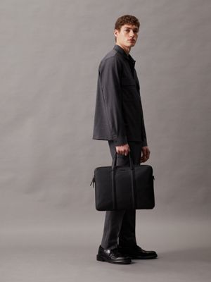 ck black pebble laptop bag for men calvin klein