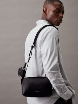 ck black twill crossbody bag for men calvin klein