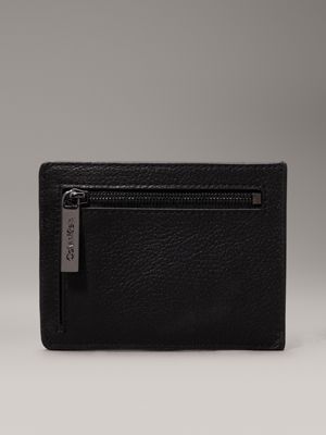 ck black pebble leather cardholder for men calvin klein