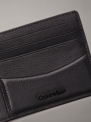 ck black pebble leather cardholder for men calvin klein