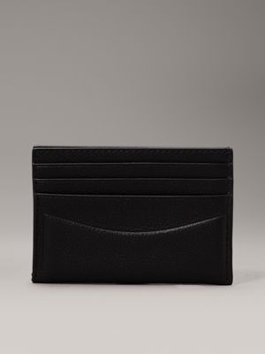 ck black pebble leather cardholder for men calvin klein