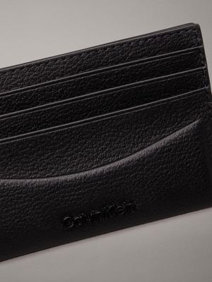 ck black pebble leather cardholder for men calvin klein