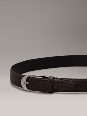 dark brown embossed micro skórzany pasek dla mężczyźni - calvin klein