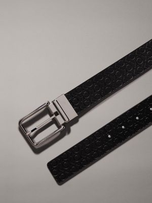 seasonal mono black/black reversible leather belt for men calvin klein