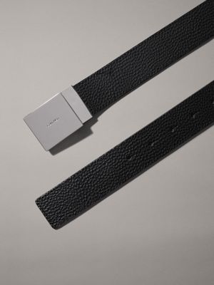 ck black pebble leather belt for men calvin klein