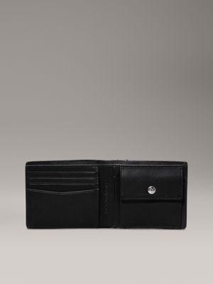 black leather billfold wallet for men calvin klein jeans