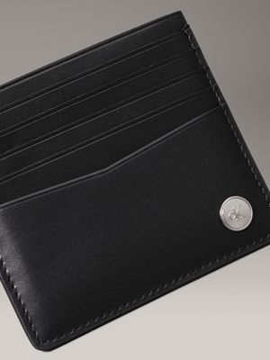 black leather cardholder for men calvin klein jeans