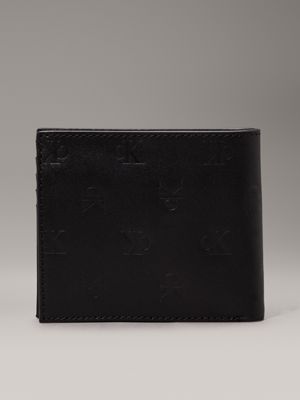 allover print logo leather billfold wallet for men calvin klein jeans