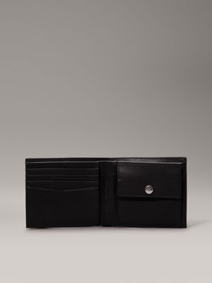 portafoglio con portamonete in pelle con logo allover print da uomini calvin klein jeans