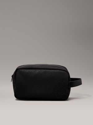 pique mono black logo wash bag for men calvin klein