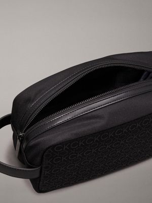 pique mono black logo wash bag for men calvin klein