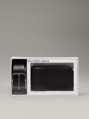 black leather belt and coin pouch gift set for men calvin klein jeans