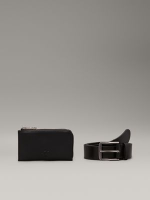 black leather belt and coin pouch gift set for men calvin klein jeans