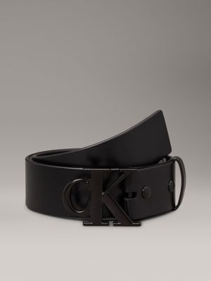 black 2 buckle leather belt gift set for men calvin klein jeans