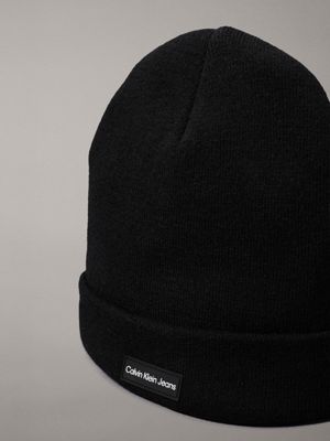 black knit beanie for men calvin klein jeans