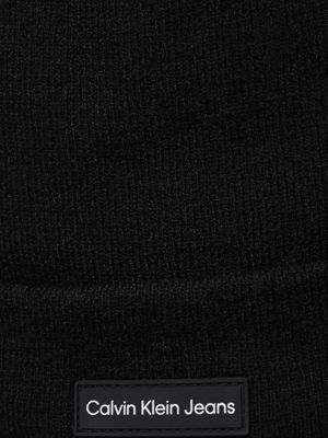 black knit beanie for men calvin klein jeans