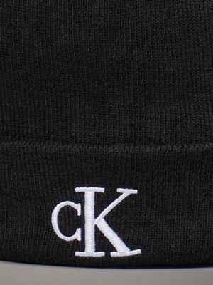 black knit beanie for men calvin klein jeans