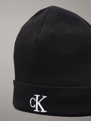 black knit beanie for men calvin klein jeans